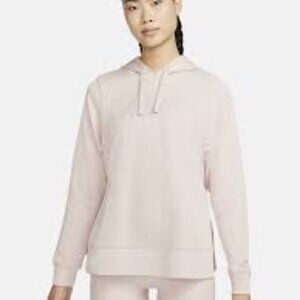 Nike Dri Fit Hooded Sweatshirt Women's size S Pink & Silver Spell Out dm2883-601